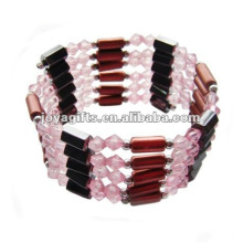Los granos de cristal rosados ​​magnéticos envuelven las pulseras y el collar 36 &quot;